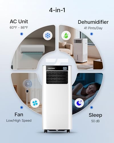 Image of 8000 BTU Portable Air Conditioner Cools up to 350 Sq.Ft., Smart Portable AC Unit with App /Voice /Remote Control, 4-in-1 Quiet AC Unit with Cool, Dry, Fan, Sleep Modes, 24H Timer, Window Kits