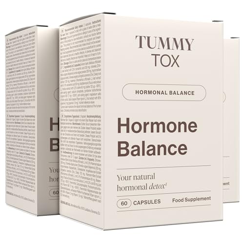 Hormone Balance – Vitamina B6, Chlorella, Yodo, Romero, Pimienta Negra, Melisa – Estrogenos Femeninos – 180 Cápsulas Veganas para 3 Meses – Tummy Tox