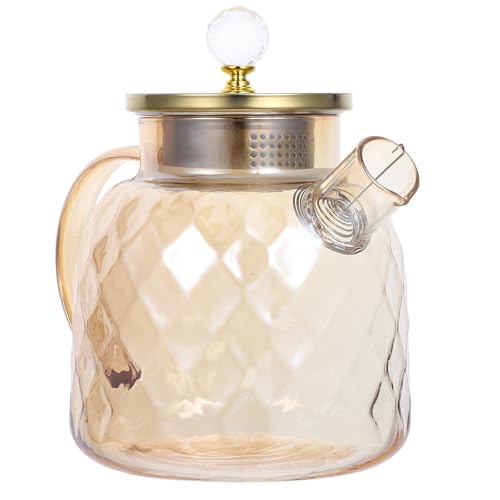 UKCOCO Glass Iced Tea Pitcher with Lid and Enhanced Thick Handle - 1.5L Water Jug Ideal for Halloween and Hotel Events
