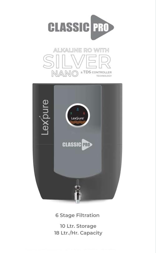 Lex pure Classic Pro Water Purifier, 10L Storage, Silver Nano Technology, 6-Stage Filtration, TDS Controller