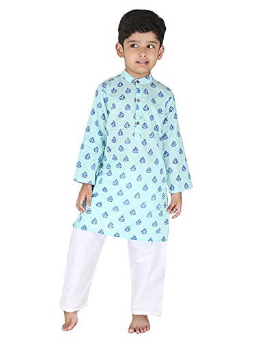 Image of Baby Boys Ethnic Wear | Handloom Cotton Kurta Pajama Set for Festivals | Comfortable & Stylish Traditional Kids Kurta Pyjama Set