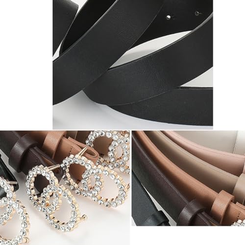 XYGJZ Rhinestone Buckle Belt for Women 3 Pack PU Leather Belts for Jeans and Dress3