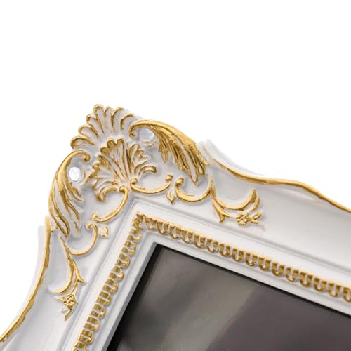 Image of Saysmile 8x10 Vintage Picture Frames, White Antique Gothic Frames with Glass Front, Elegant Photo Frame for Wall or Tabletop Display, Retro Wall Picture Frames For Home Decor, Gift Ideas