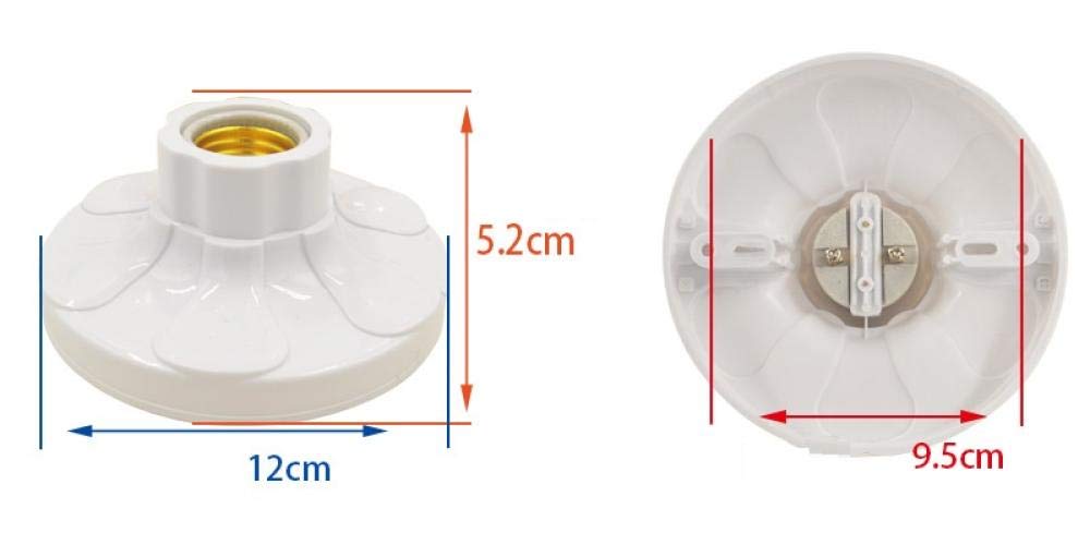 Bases Bombilla Plástico Y Porcelana 20 Piezas De 12 Cm De Diámetro Redondo E27 Soporte De Lámpara Plano Espiral Con Revestimiento De Cerámica Resistente Al Calor, 220 V Blanco-Blan