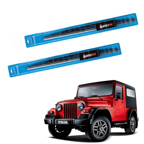 Image of Windshield Car Wiper Blades Metal Frame Water Repellant Cleaning Wiper Blades Refills Best for Mahindra Thar (2010-2019) Dr 12 inch /Pa 12 inch
