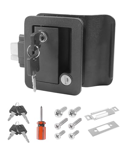 UNLRAE RV Door Lock,Car Accessories RV Lock Keyless Entry,Camper Door Locks,Camper Door Handle Latch with Keys,Fits for 3.65" x 2.95" Hole,Applied in Travel Trailers,Campers,Trucks,Cargo Haulers