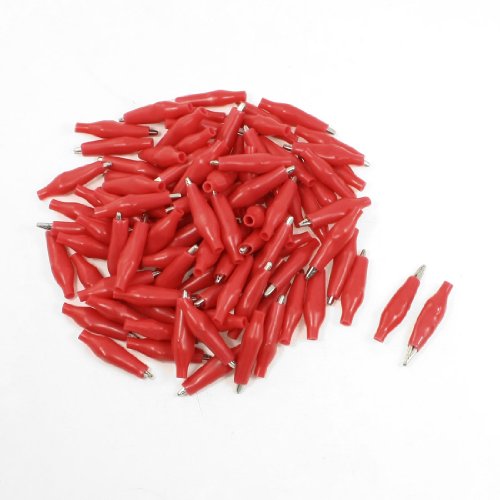 Aexit Red Boot Electrical Testing 30mm Length Electric Test Probe Alligator Clips Voltage Testers 100 Pcs