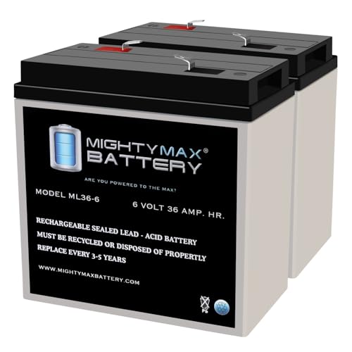 Mighty Max Battery 6V, 36Ah, AGM, F2 Terminal, Replacement Battery Compatible with Medical wheelchairs - 2 Pack