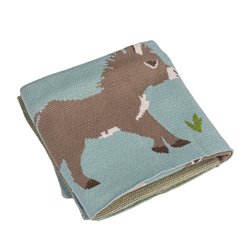 Image of Creative Co-Op Cotton Knit Baby Blanket with Donkeys, 40" L x 32" W