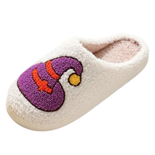 Pantuflas de reno de Navidad para hombre, zapatos de casa de felpa novedosos, personajes festivos, divertidas pantuflas peludas de Navidad, Purple, 39 EU