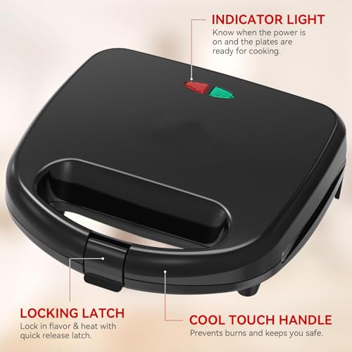 image for OSTBA Waffle Maker, 2 Slice Non-Stick Waffle Iron, Belgian Waffle Mach