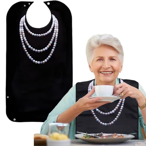 Babero Impermeable para Adultos con Bandeja de Goteo, Protector Lavable Reutilizable para Personas Mayores, Discapacitados, Mujeres y Hombres
