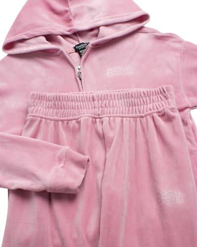 bebe Girl's Sweatsuit Set - 2 Piece Velour Zip Sweatshirt and Jogger Sweatpants - Youth Tracksuit Set for Girls (7-12)3