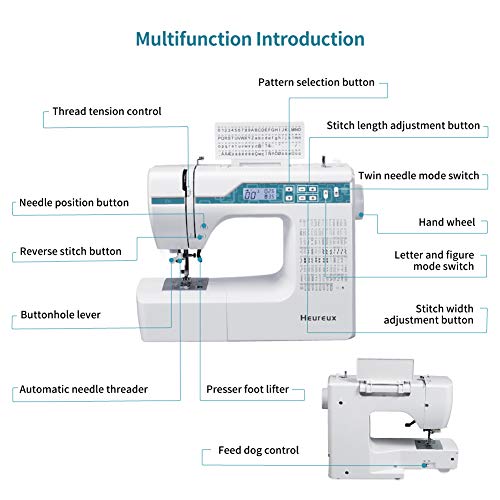 Heureux Sewing And Quilting Machine Computerized, 200 Built-In Stitches, Lcd Display, Z6 Automatic Needle Threader, Twin Needle #TOP5