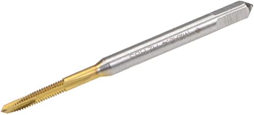 uxcell Tapón de rosca de punta en espiral M2 x 0.4 rosca, roscas de tierra H2 3 flautas, acero de alta velocidad HSS 6542, recubierto de titanio,