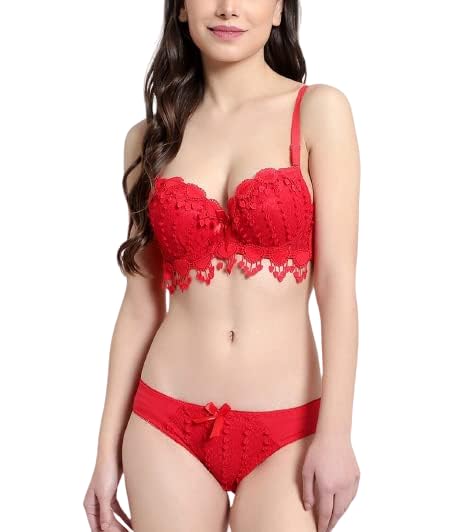 Women's Elegant Floral Print Padded Underwired Bra and Panty Set-picture-40