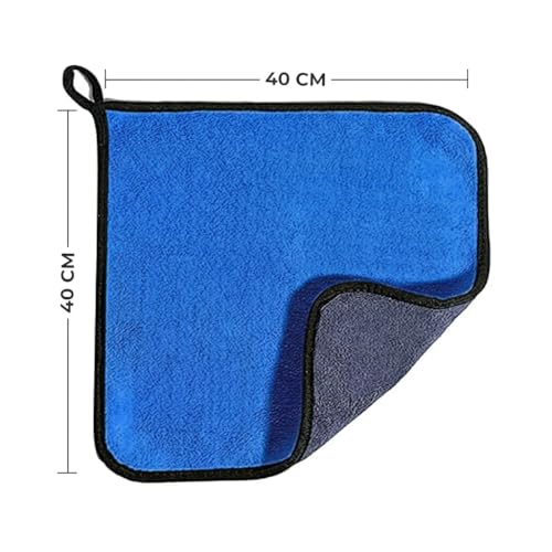 Image of Microfiber Cloth - 2 pcs - 40x40 cms - 500 GSM Yellow-Blue Multipurpose Cleaning Cloths - Super Soft, Lint-Free & Reusable - Ideal for Car, Kitchen, Glass & Home Cleaning
