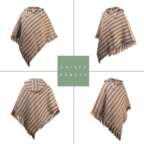 virblatt - Poncho Men | 100% Cotton | Mexican Poncho Men Baja Hoodie |Big Hood| Winter Pancho Warm Hooded Poncho Cape4