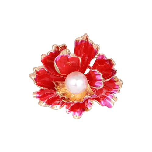 Image of Elegant Flower Brooch Pin for Women, Stylish Vinage Crystal Pearl Rhinestones Brooches Pins Dainty Lapel Pins for Dress Accessories Jewelry