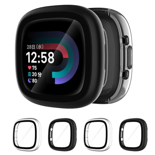 Wyngee Screen Protector Case Compatible with Fitbit Versa 4 / Sense 2, 4 Pack Overall TPU Cover Ultra-Thin, Shockproof Scratch-Resistant Smartwatch Cases