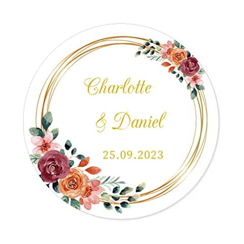 Personalised Floral Wedding Favour Stickers Cover