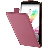PhoneNatic Kunst-Lederhülle kompatibel mit LG G4 Stylus - Flip-Hülle pink + 2 Schutzfolien