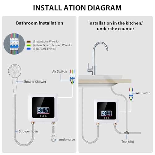 Chauffe-eau électrique 7500W avec écran numérique et économie d'eau