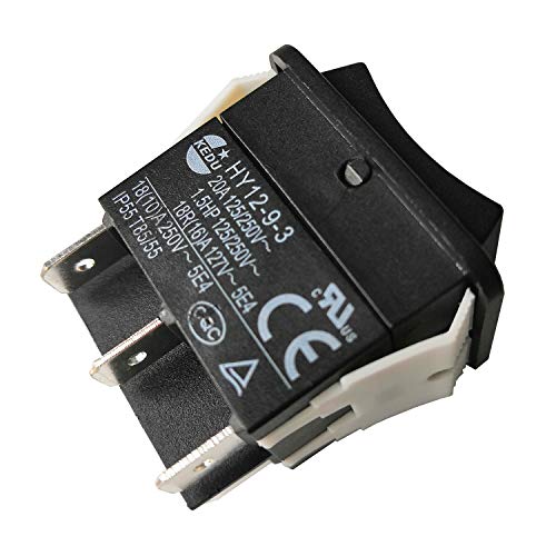 Industrielle Elektrische Drucktastenschalter KEDU Großstrom Ein Aus Ein Wippschalter HY12-9-3 1.5HP 6Pins Tab 20A 125/250V, 2-Pack Cover