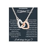 MGOOL Sister Gifts From Sister Necklaces 925 Sterling Silver Birthday Gifts With Message Card &Gift Box (686-Double Heart01)