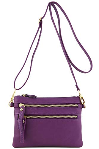 FashionPuzzle Multi Zipper Pocket Small Wristlet Crossbody Bag
