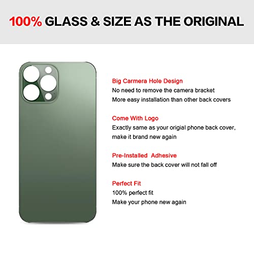Vitre arrière compatible iPhone 13 Pro 6,1 pouces vert alpin - 5