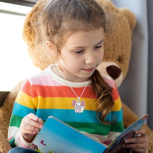 2Pcs Cute Axolotl Necklace Metal Axolotl Crystal Pendant Necklaces 19 Inch Unisex Rhinestone Necklace Charm Good Lluck Jewelry Cute Animal Jewelry Gift(Blue Pink)4