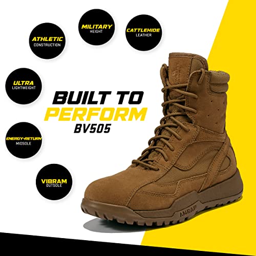 Belleville BV505 8” AMRAP Athletic Field Military Boots - Coyote Brown Leather & Nylon Boots for Men - Moisture-Wicking Lining - TPU Midsole - Rubber Outsole 5