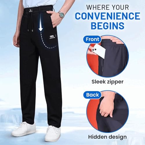 Ice Silk Mesh Panel Casual Pants,Mesh Irons Cooling Pants,Quick Drying with Ventilation for Men Over 554