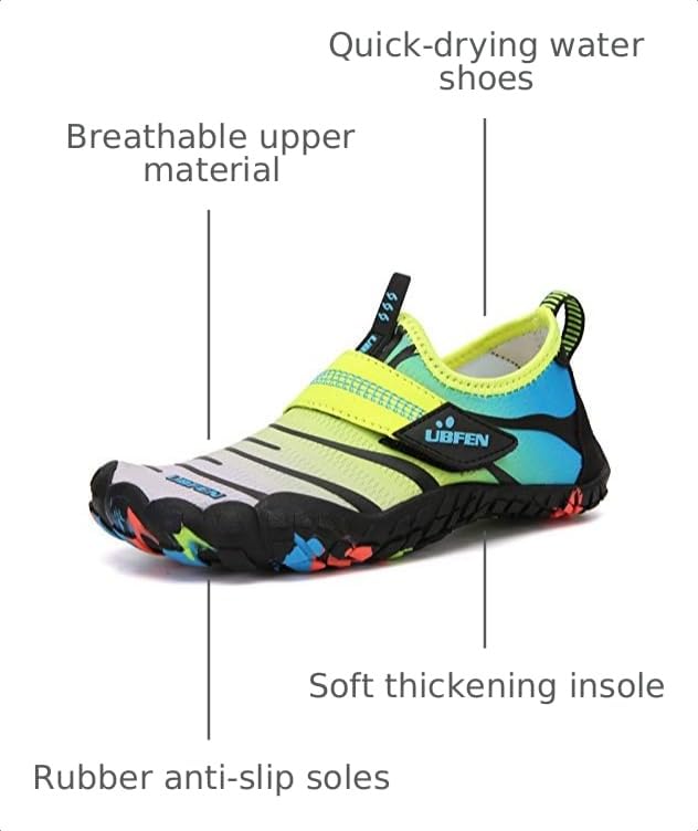 Image of UBFEN Kids Water Shoes for Boys Girls Quick-Dry Swim Aqua Socks | Lightweight, Barefoot-style, Perfect for Water parks, Beach, Pool, Kayak, Creek Hiking, Camping, Toddler, Little Kid, Big Kid