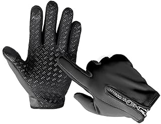Winter Warm Gloves for Men Women, Ski Gloves Zipper Fleece Touchscreen Plus Velvet Cold-proof Waterproof Outdoor Riding