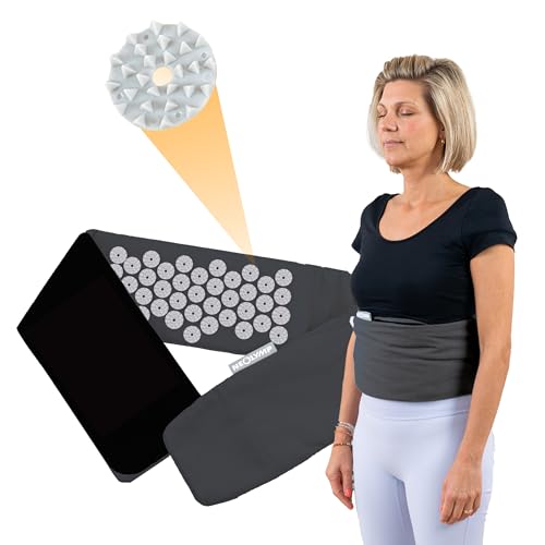 NEOLYMP Akupressurgürtel – Vielseitige Stimulation - Umweltfreundlich, waschbar, verstellbarer Klettverschluss – Anpassbarer Lendengürtel, Akupressurmatte, Massagegürtel, Akupunktur Gürtel (grau)