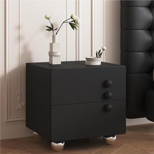 Modern Nightstand with 2 Drawers, Minimalist Nightstand, Multifunctional Leather Storage