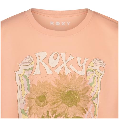 Image of Roxy Girls' Short Sleeve Oversized Fit Logo Tee, Crew Neck Graphic T-Shirt, Soft & Comfortable