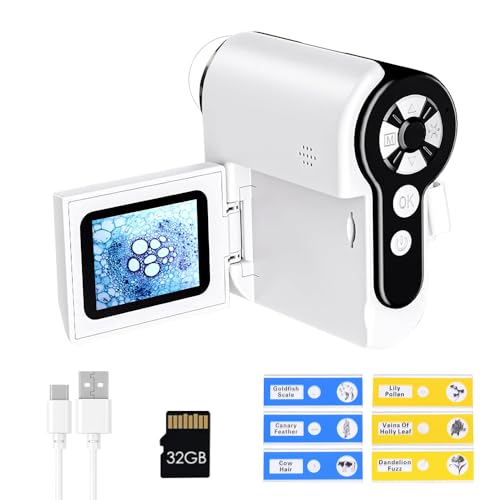YUEWO Pocket Microscope, 1000X Portable Handheld Digital Microscope with Slide Kit, 2