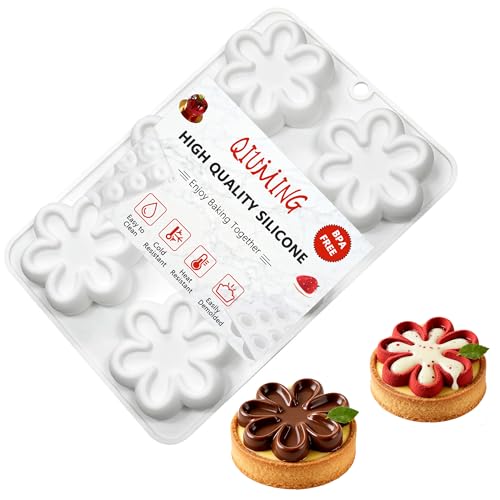 QIUMING Moule à gâteau en silicone en forme de pétales Circulaire Mousse Silicone Moules gâteau D Bakeware Moule DIY moulessilicone gâteaux 3D pour Chocolat pour Chocolat Dessert (Style 4)
