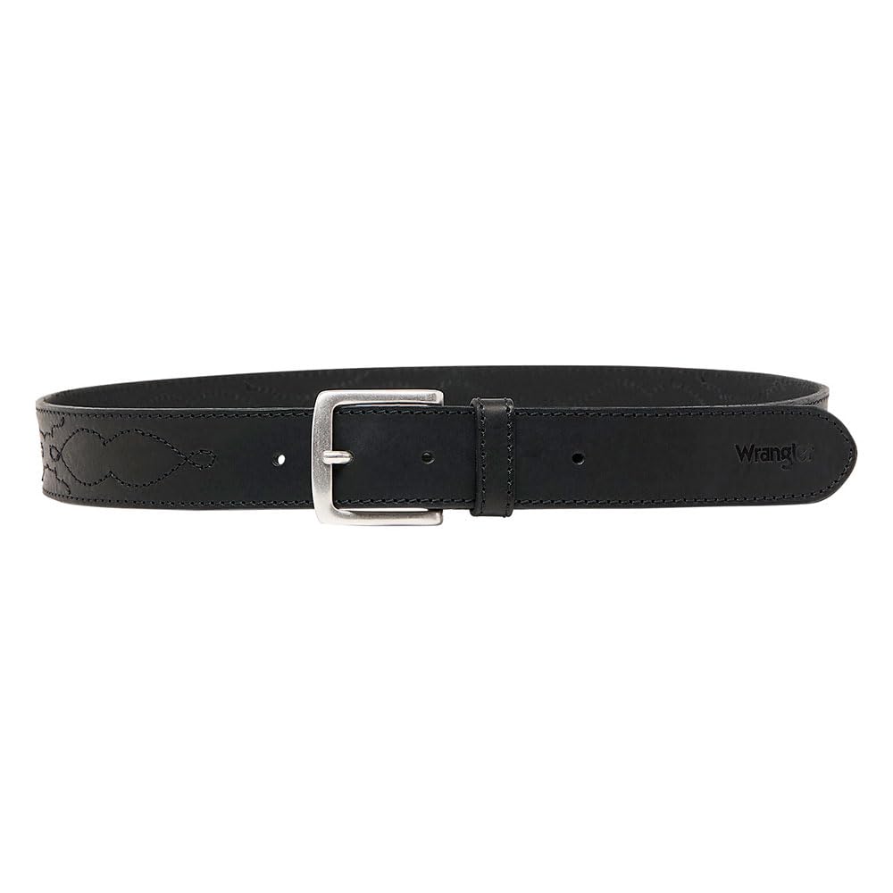 Wrangler Men's Western Stitch Belt, Black, 85, black, 85