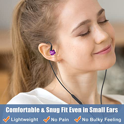 Image of Joysico Wired Sport Running Headphones Over Ear in-Ear Earbuds w Mic Purple