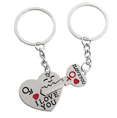 Freessom Porte Clé/Clef Amoureux Couple pour 2 Coeur Original Accessoire de Sac Voiture Pas Cher Cadeau Anniversaire Mariage Cover