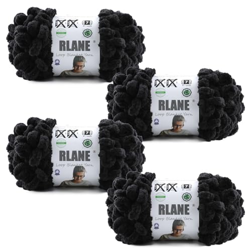Image of Loop Yarn for Finger Knitting Soft, #7 Black Chunky Yarn for Hand Knitting