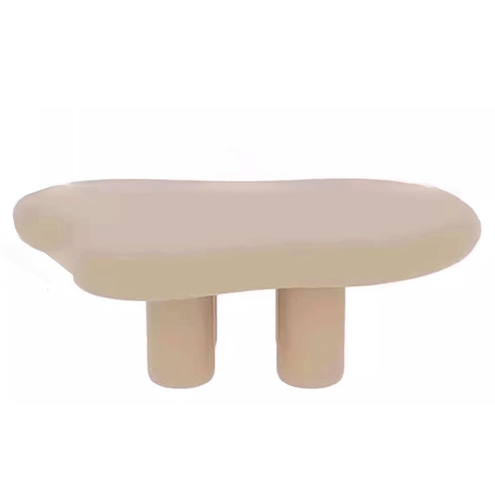 Stolik Pomocniczy do Kanapy, Stolik Boczny Pomocniczy, Stolik do Kawy Smal, Stolik do Sofy w Kształcie Chmury Nowoczesny z Drewna Konstrukcyjnego + PVC(Beige,Small)
