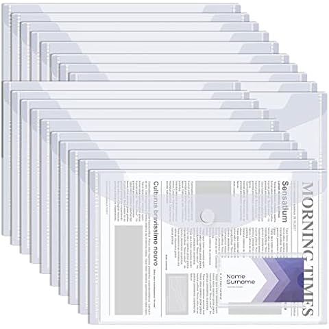Sobres de Plástico VEUWOLM con Botón y Bolsillos Transparentes A4 Cover