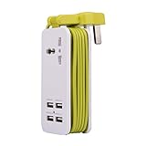 UK USB Power Strip With 4 Ports USB Charging Station Outlets 5V 2.1A-1A 21W Universal Socket UK Plug 100V-240V Compact 5ft Extension Cord Portable Electric Power Strip for Ireland UK Traveling (Green)