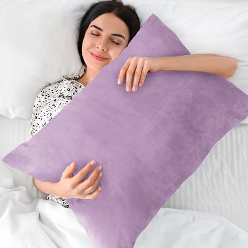 Image of BEDELITE Flannel Pillowcases Standard Set of 2, Lavender, 20x26 Inches