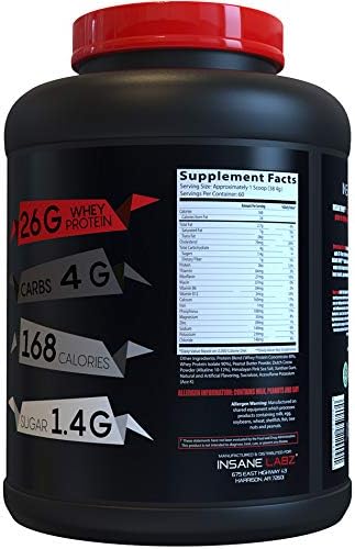 Miniatura 2 de Insane Labz Insane Whey, 100% Proteína de Suero para Construcción Muscular, Post Entrenamiento, Perfil de Aminoácidos BCAA, Ganador de Masa,